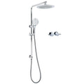 9" Chrome Plastic Rainfall Handheld Shower Head 3 Modes with Slide Rail & Twin Taps - Chrome