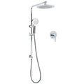 9" Chrome Rain Shower Head 3-Mode Handheld with Rose Slide Rail Set & Diverter Mixer - Chrome