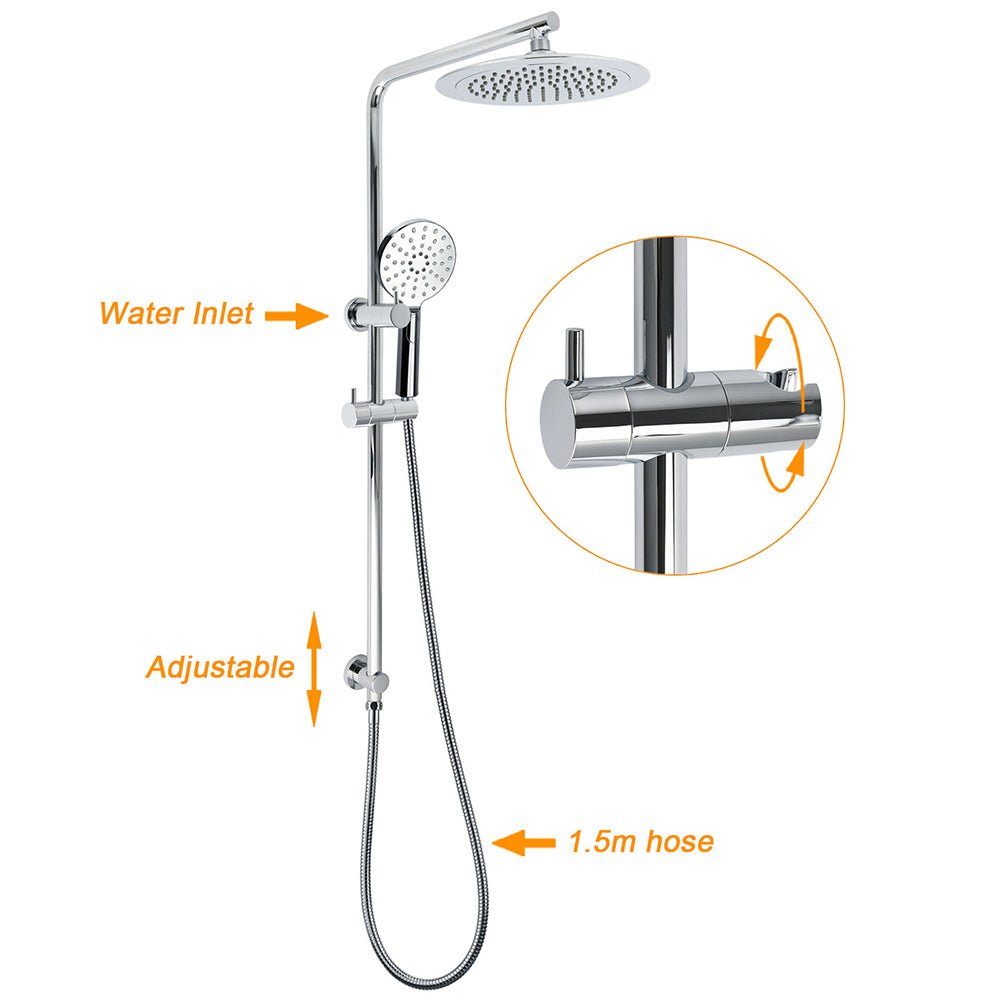 WELS Chrome 9" Rain Shower Head 3 Modes Handheld Rose Slide Rail Set Diverter Mixer - Furniture > Bathroom > Shower Heads & Screens - Rivercity House & Home Co. (ABN 18 642 972 209) - Affordable Modern Furniture Australia