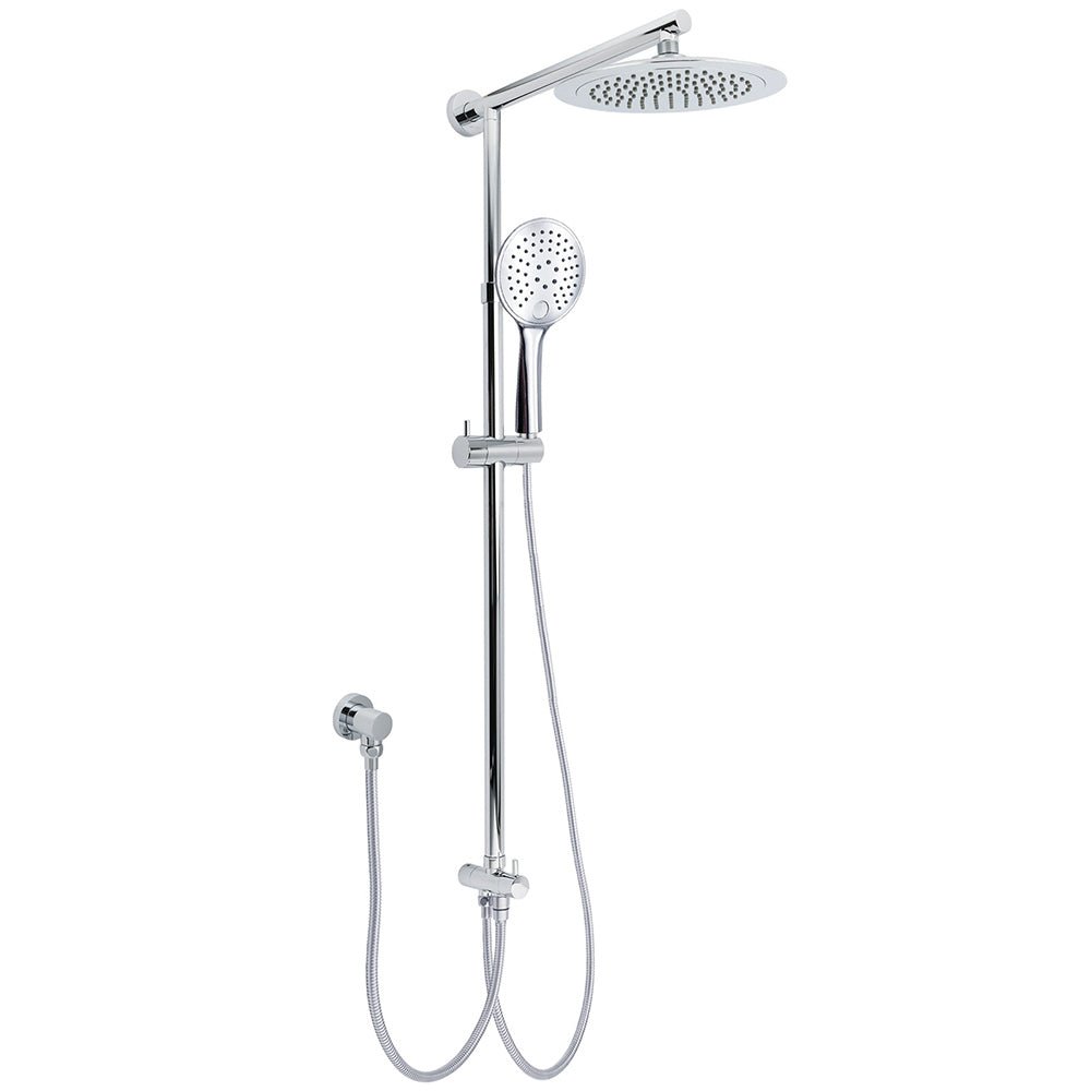 WELS Chrome 9" Rainfall Dual Shower Head & Handheld Sliding Rail Wall Arm Round Set - Furniture > Bathroom > Shower Heads & Screens - Rivercity House & Home Co. (ABN 18 642 972 209) - Affordable Modern Furniture Australia