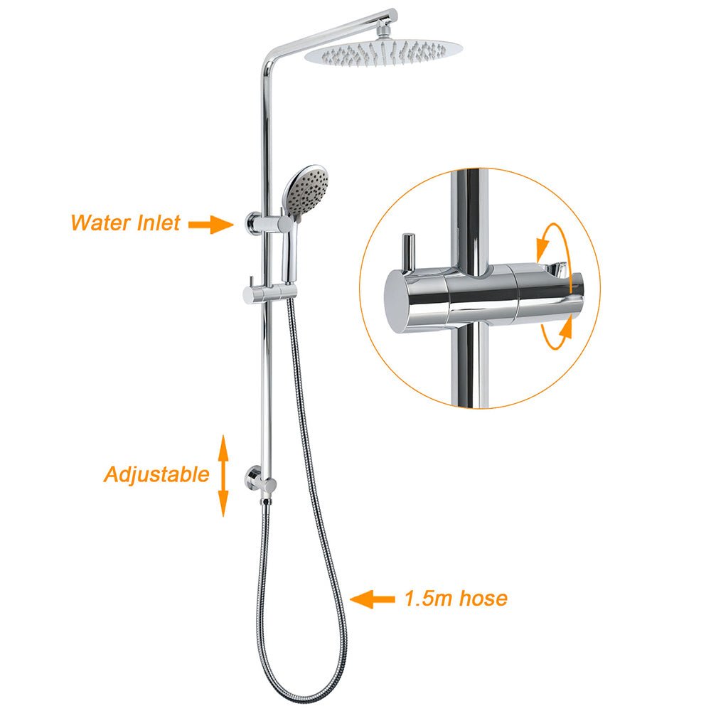 WELS Chrome Dual 10" Slim Rain Shower 5 Modes Handset Mixer Valve Sliding Rail + Single Mixer - Furniture > Bathroom > Shower Heads & Screens - Rivercity House & Home Co. (ABN 18 642 972 209) - Affordable Modern Furniture Australia