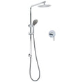 Chrome Dual 8" Slim Rain Shower Set with 5-Mode Mixer Valve & Sliding Rail - Chrome