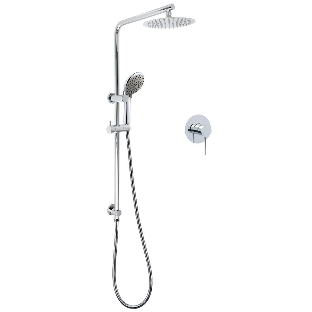 WELS Chrome Dual 8" Slim Rain Shower 5 Modes Rose Mixer Valve Sliding Rail Set + Mixer - Furniture > Bathroom > Shower Heads & Screens - Rivercity House & Home Co. (ABN 18 642 972 209) - Affordable Modern Furniture Australia