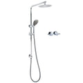 Chrome Dual 8" Slim Rain Shower 5-Mode Mixer Valve Sliding Rail Set with Taps - Chrome