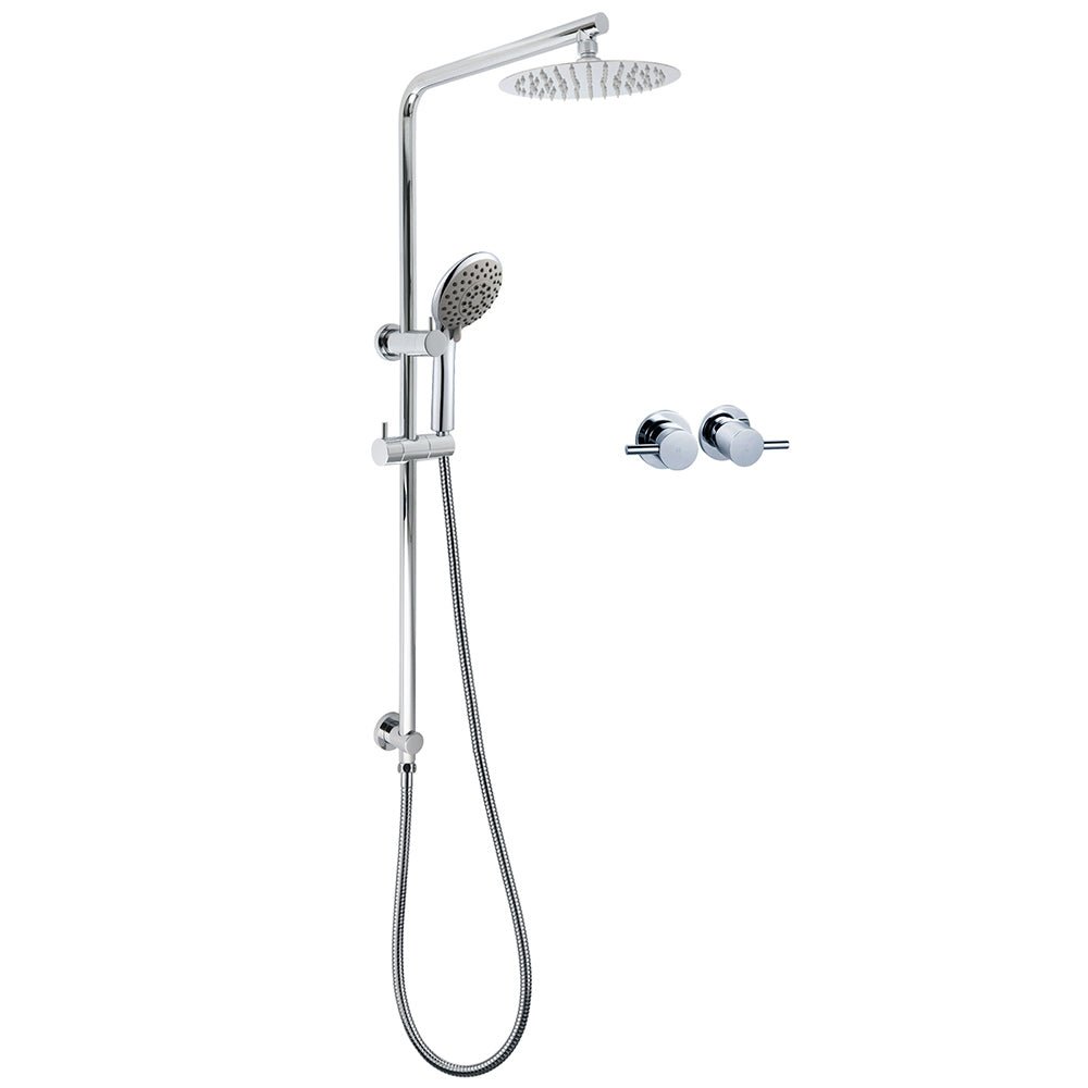 WELS Chrome Dual 8" Slim Rain Shower 5 Modes Rose Mixer Valve Sliding Rail Set + Taps - Furniture > Bathroom > Shower Heads & Screens - Rivercity House & Home Co. (ABN 18 642 972 209) - Affordable Modern Furniture Australia