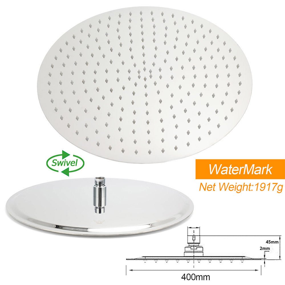 WELS Chrome Large 16" Round Rain Shower Head 300mm Ceiling Dropper Extension Arm Set - Furniture > Bathroom > Shower Heads & Screens - Rivercity House & Home Co. (ABN 18 642 972 209) - Affordable Modern Furniture Australia