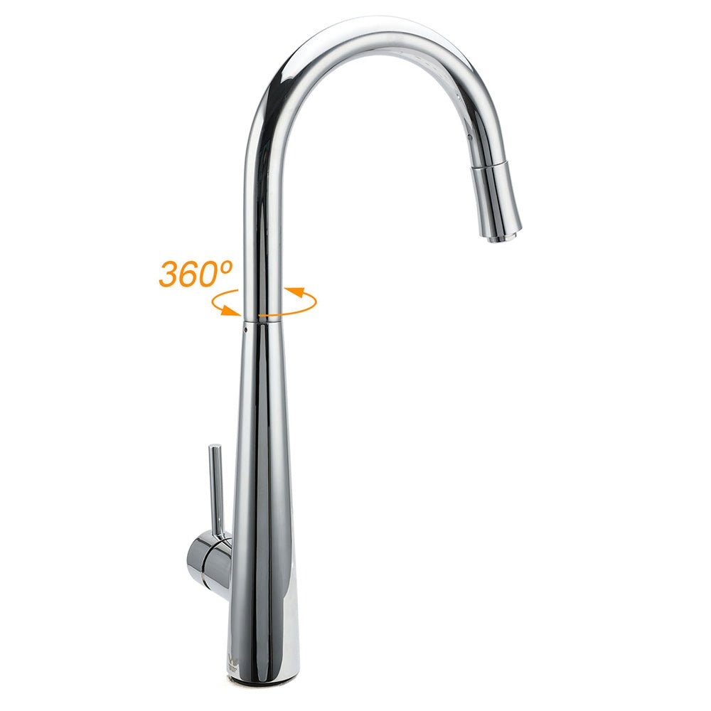 WELS Chrome Pull Out Kitchen Sink Tap Round Basin Mixer Faucet Flexible Spout - Furniture > Bathroom > Shower Heads & Screens - Rivercity House & Home Co. (ABN 18 642 972 209) - Affordable Modern Furniture Australia