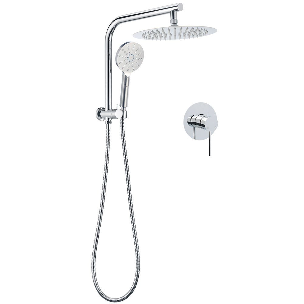 WELS Chrome Round 10" Rain Shower Head Handheld Sliding Rail DIY 2in1 Mixer Set - Furniture > Bathroom > Shower Heads & Screens - Rivercity House & Home Co. (ABN 18 642 972 209) - Affordable Modern Furniture Australia