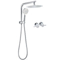 10" Chrome Round Rain Shower Head Handheld Sliding Rail 2in1 Twin Taps Set - Chrome