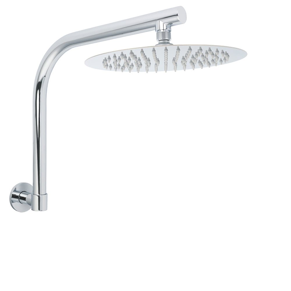 WELS Chrome Round 10" Rainfall Shower Head + 360° Swivel Gooseneck Wall Arm Set - Furniture > Bathroom > Shower Heads & Screens - Rivercity House & Home Co. (ABN 18 642 972 209) - Affordable Modern Furniture Australia