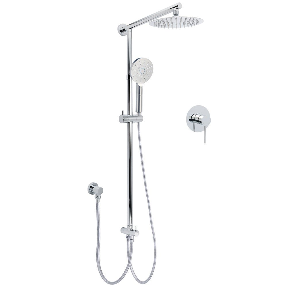 WELS Chrome Round 2in1 8" Stainless Steel Rain Head Handheld Sliding Rail Arm Shower Mixer Set - Furniture > Bathroom > Shower Heads & Screens - Rivercity House & Home Co. (ABN 18 642 972 209) - Affordable Modern Furniture Australia