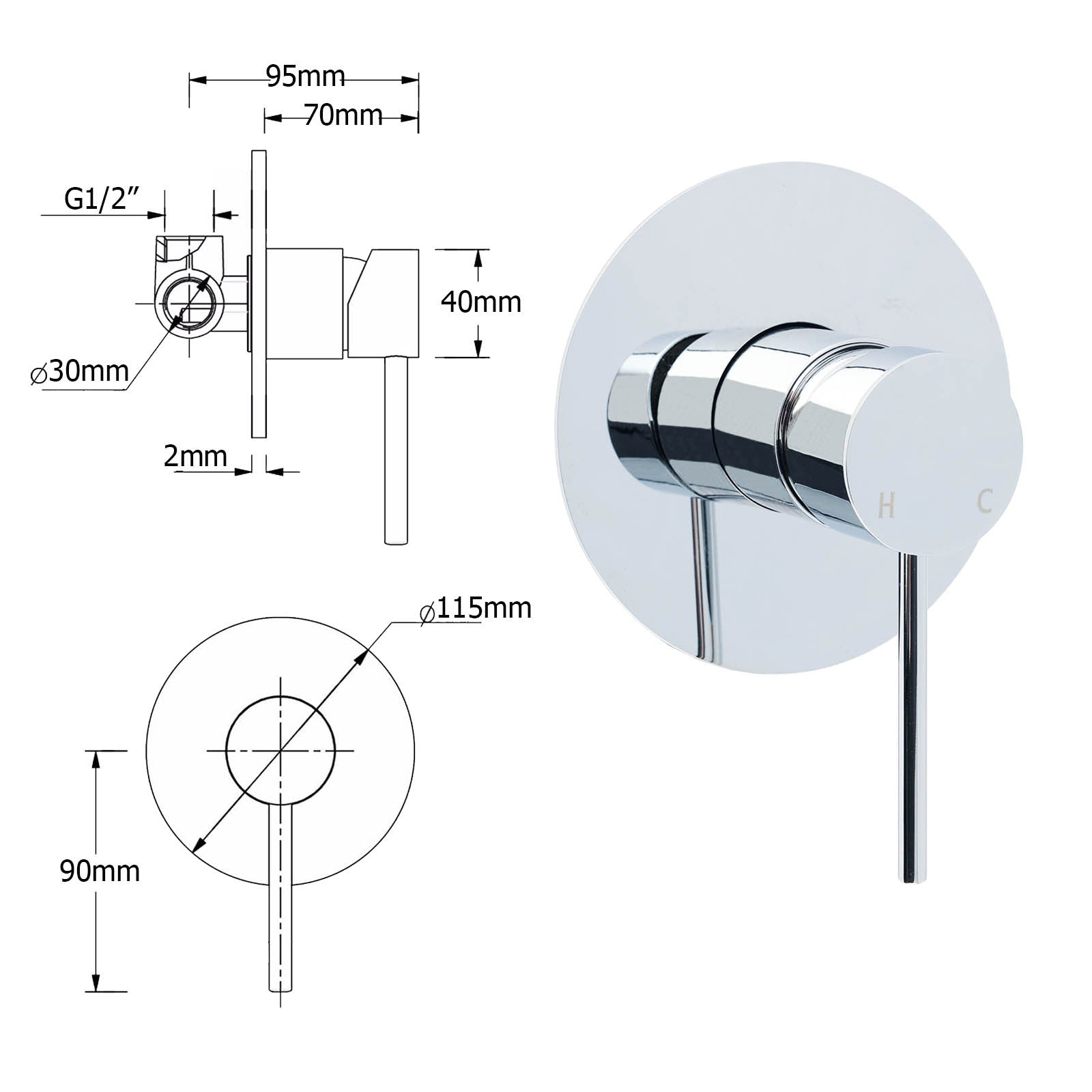WELS Chrome Round 2in1 8" Stainless Steel Rain Head Handheld Sliding Rail Arm Shower Mixer Set - Furniture > Bathroom > Shower Heads & Screens - Rivercity House & Home Co. (ABN 18 642 972 209) - Affordable Modern Furniture Australia