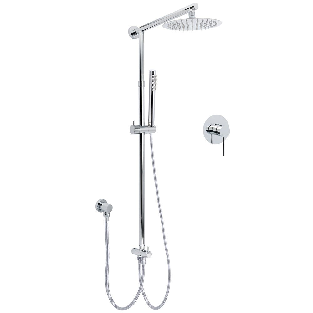 WELS Chrome Round 2in1 8" Stainless Steel Rainfall Head Handheld Sliding Wall Rail Shower Mixer Set - Furniture > Bathroom > Shower Heads & Screens - Rivercity House & Home Co. (ABN 18 642 972 209) - Affordable Modern Furniture Australia