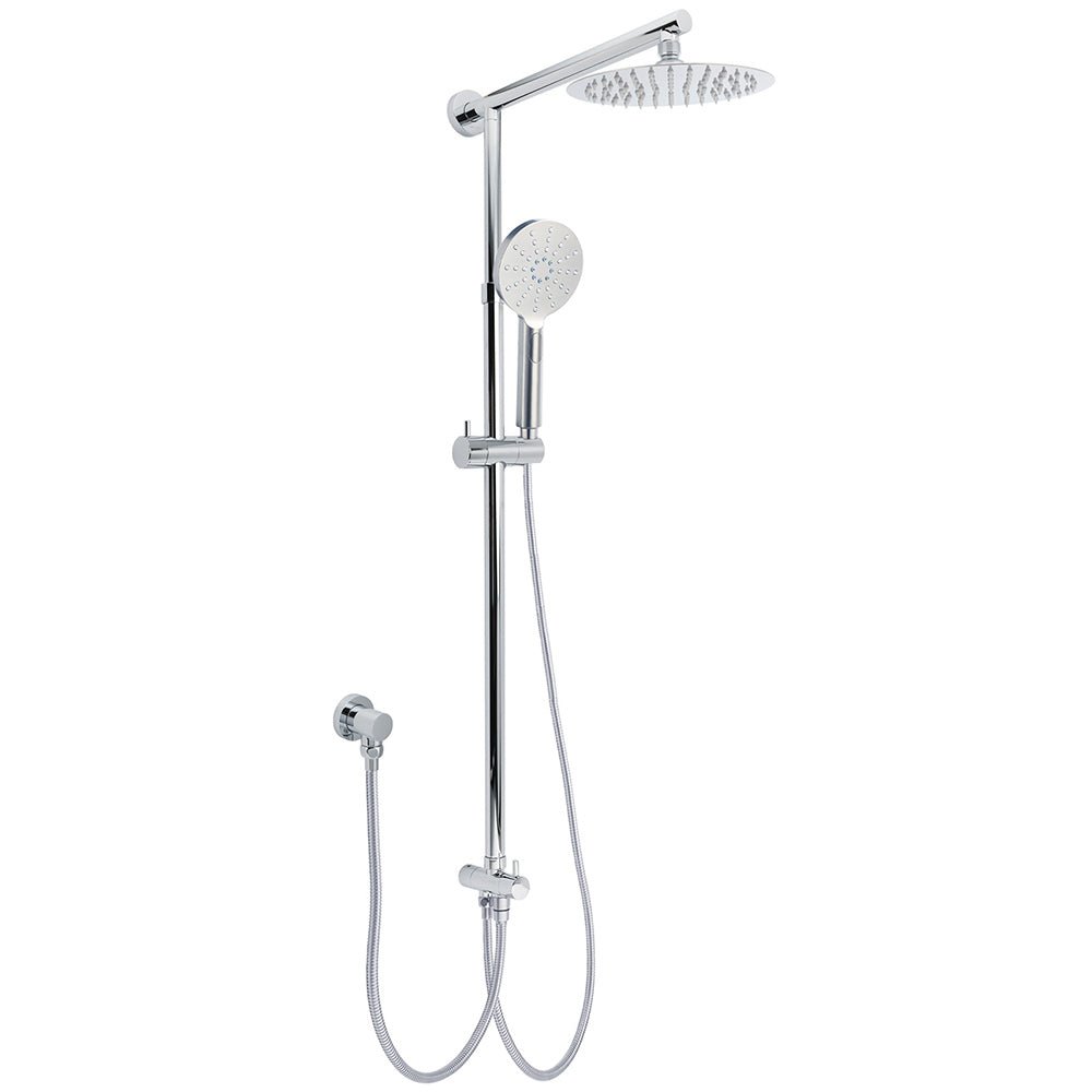 WELS Chrome Round 8" Stainless Steel Rain Head Handheld Sliding Rail Arm 2in1 Shower Set - Furniture > Bathroom > Shower Heads & Screens - Rivercity House & Home Co. (ABN 18 642 972 209) - Affordable Modern Furniture Australia