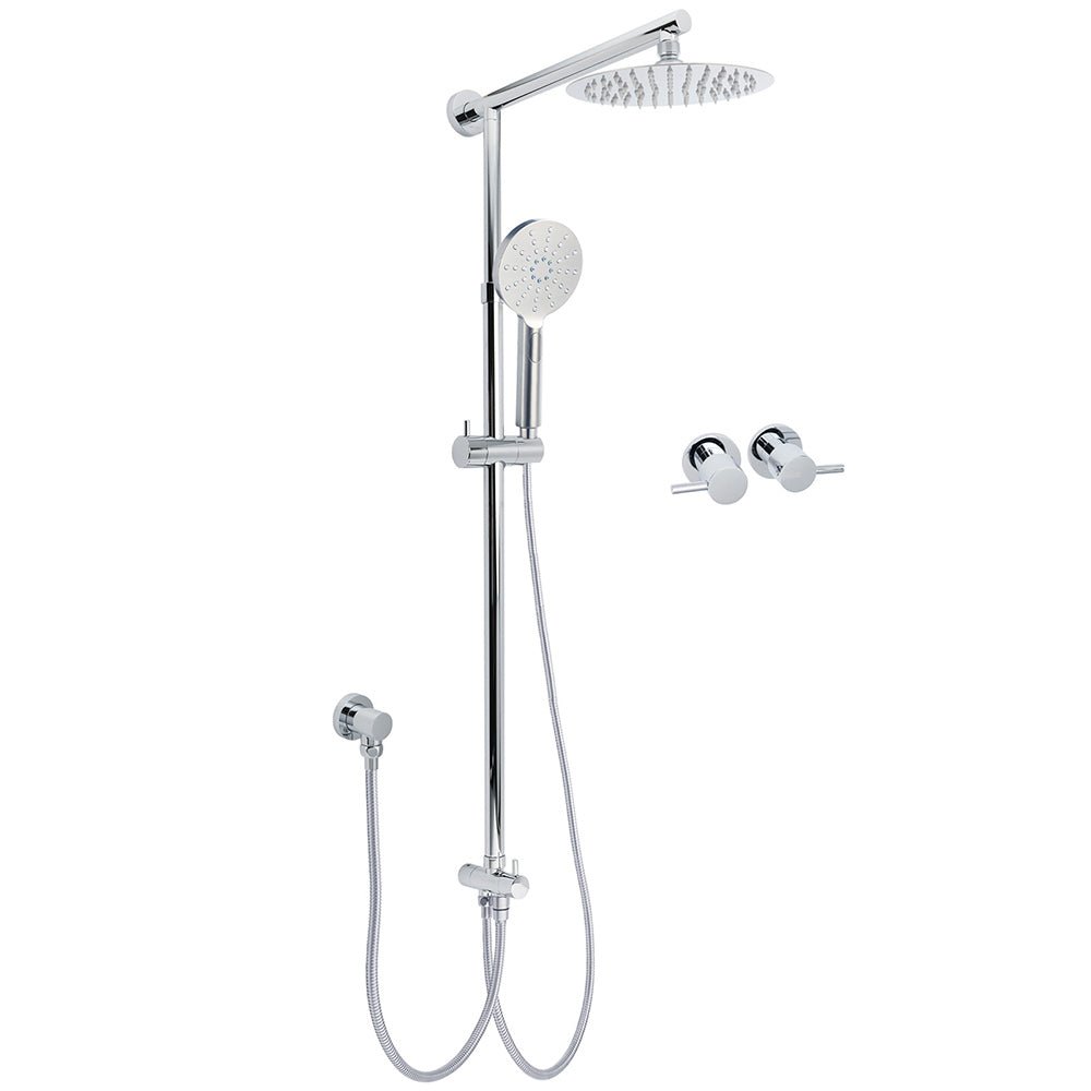WELS Chrome Round 8" Thin Rainfall Head Handheld Sliding Rail Arm 2in1 Shower Twin Taps Set - Furniture > Bathroom > Shower Heads & Screens - Rivercity House & Home Co. (ABN 18 642 972 209) - Affordable Modern Furniture Australia