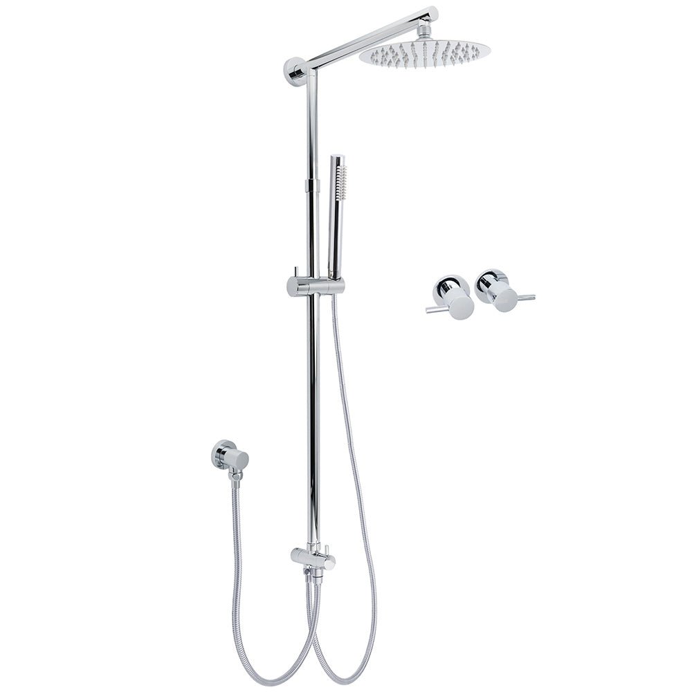 WELS Chrome Round 8" Thin Rainfall Head Metal Handheld Sliding Rail Arm Dual Shower Twin Taps Set - Furniture > Bathroom > Shower Heads & Screens - Rivercity House & Home Co. (ABN 18 642 972 209) - Affordable Modern Furniture Australia