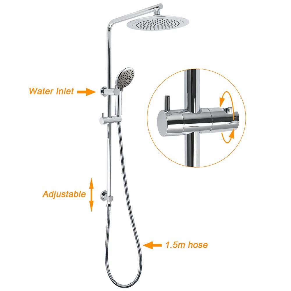 WELS Chrome Round 9" Rain Shower Head 5 Modes Massage Handheld Sliding Rail Set Mixer - Furniture > Bathroom > Shower Heads & Screens - Rivercity House & Home Co. (ABN 18 642 972 209) - Affordable Modern Furniture Australia