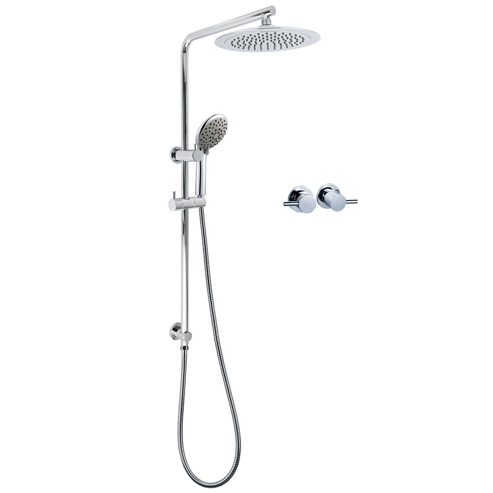 WELS Chrome Round 9" Rain Shower Head 5 Modes Massage Handheld Sliding Rail Set Twin Taps - Furniture > Bathroom > Shower Heads & Screens - Rivercity House & Home Co. (ABN 18 642 972 209) - Affordable Modern Furniture Australia