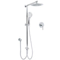 9" Chrome Round Rainfall Dual Shower Head with Handheld Sliding Rail Wall Arm & Single Mixer - Chrome