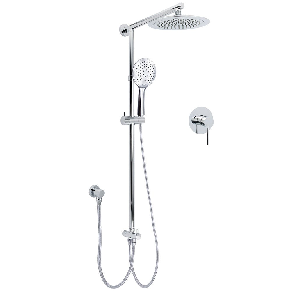 WELS Chrome Round 9" Rainfall Dual Shower Head & Handheld Sliding Rail Wall Arm + Single Mixer - Furniture > Bathroom > Shower Heads & Screens - Rivercity House & Home Co. (ABN 18 642 972 209) - Affordable Modern Furniture Australia