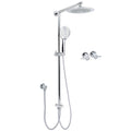 9" Chrome Rainfall Dual Shower Head & Handheld with Sliding Rail, Wall Arm & Twin Taps - Chrome