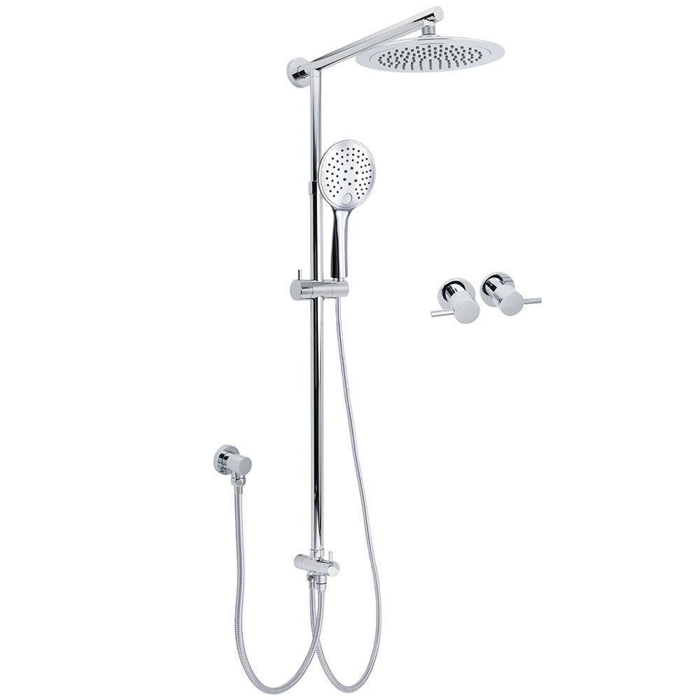 WELS Chrome Round 9" Rainfall Dual Shower Head & Handheld Sliding Rail Wall Arm Twin Taps - Furniture > Bathroom > Shower Heads & Screens - Rivercity House & Home Co. (ABN 18 642 972 209) - Affordable Modern Furniture Australia