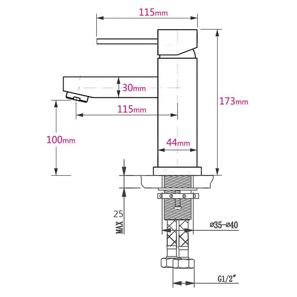 WELS Chrome Short Kitchen Laundry Round Basin Mixer Vanity Sink Faucet Tap Set - Furniture > Bathroom > Shower Heads & Screens - Rivercity House & Home Co. (ABN 18 642 972 209) - Affordable Modern Furniture Australia