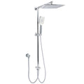 10" Chrome Square Rain Shower Head 3-Function Handheld Sliding Rail Wall Arm Set - Chrome