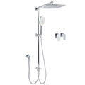 Chrome 10" Square Rain Shower Head 3-Mode Handheld Sliding Rail Wall Arm Taps Set - Chrome