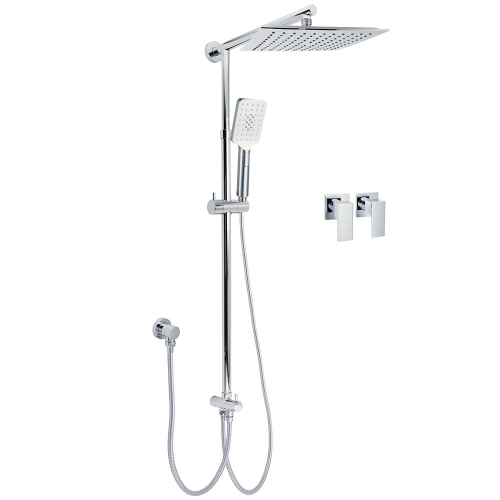 WELS Chrome Square 10" Rain Shower Head 3 Mode Handheld Sliding Rail Wall Arm Taps Set - Furniture > Bathroom > Shower Heads & Screens - Rivercity House & Home Co. (ABN 18 642 972 209) - Affordable Modern Furniture Australia