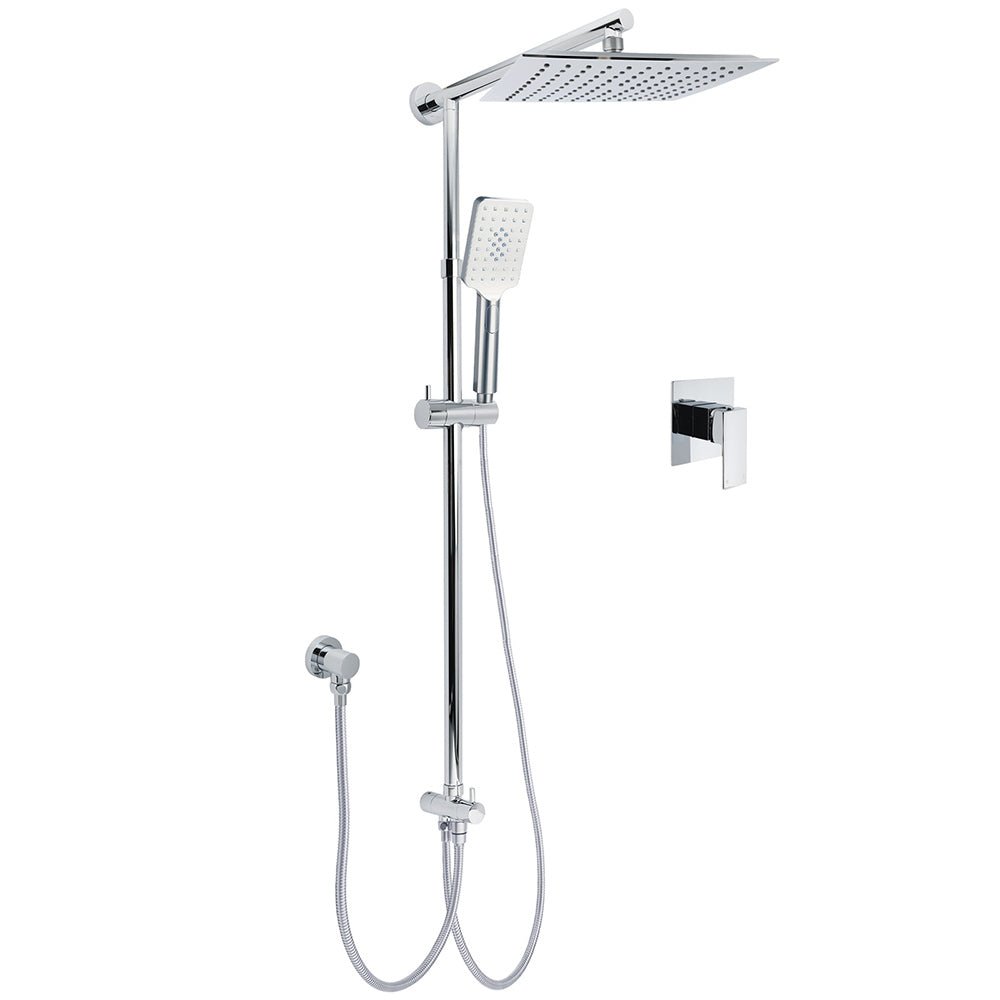 WELS Chrome Square 10" Rain Shower Head 3 Mode Handheld Sliding Rail Wall Arm With Mixer - Furniture > Bathroom > Shower Heads & Screens - Rivercity House & Home Co. (ABN 18 642 972 209) - Affordable Modern Furniture Australia