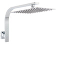 10" Chrome Square Thin Rainfall Shower Head with Brass Gooseneck Wall Arm Set - Chrome