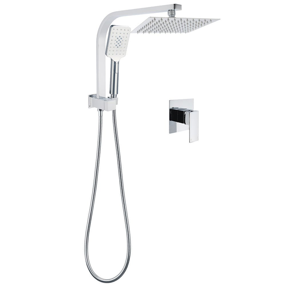 WELS Chrome Square Dual Rain Shower 8" Head 3 Mode Handheld Diverter Wall Arm Mixer Set - Furniture > Bathroom > Shower Heads & Screens - Rivercity House & Home Co. (ABN 18 642 972 209) - Affordable Modern Furniture Australia