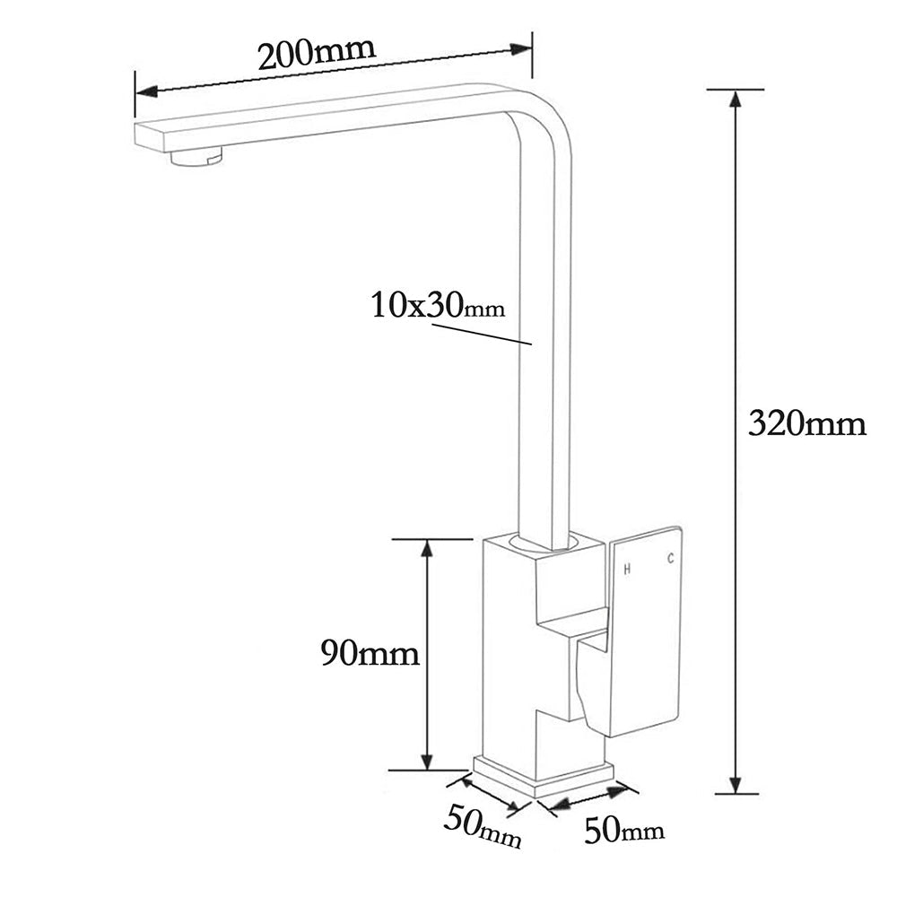 WELS Chrome Square Gooseneck Spout Swivel Laundry Sink Kitchen Mixer Faucet Tap - Furniture > Bathroom > Shower Heads & Screens - Rivercity House & Home Co. (ABN 18 642 972 209) - Affordable Modern Furniture Australia