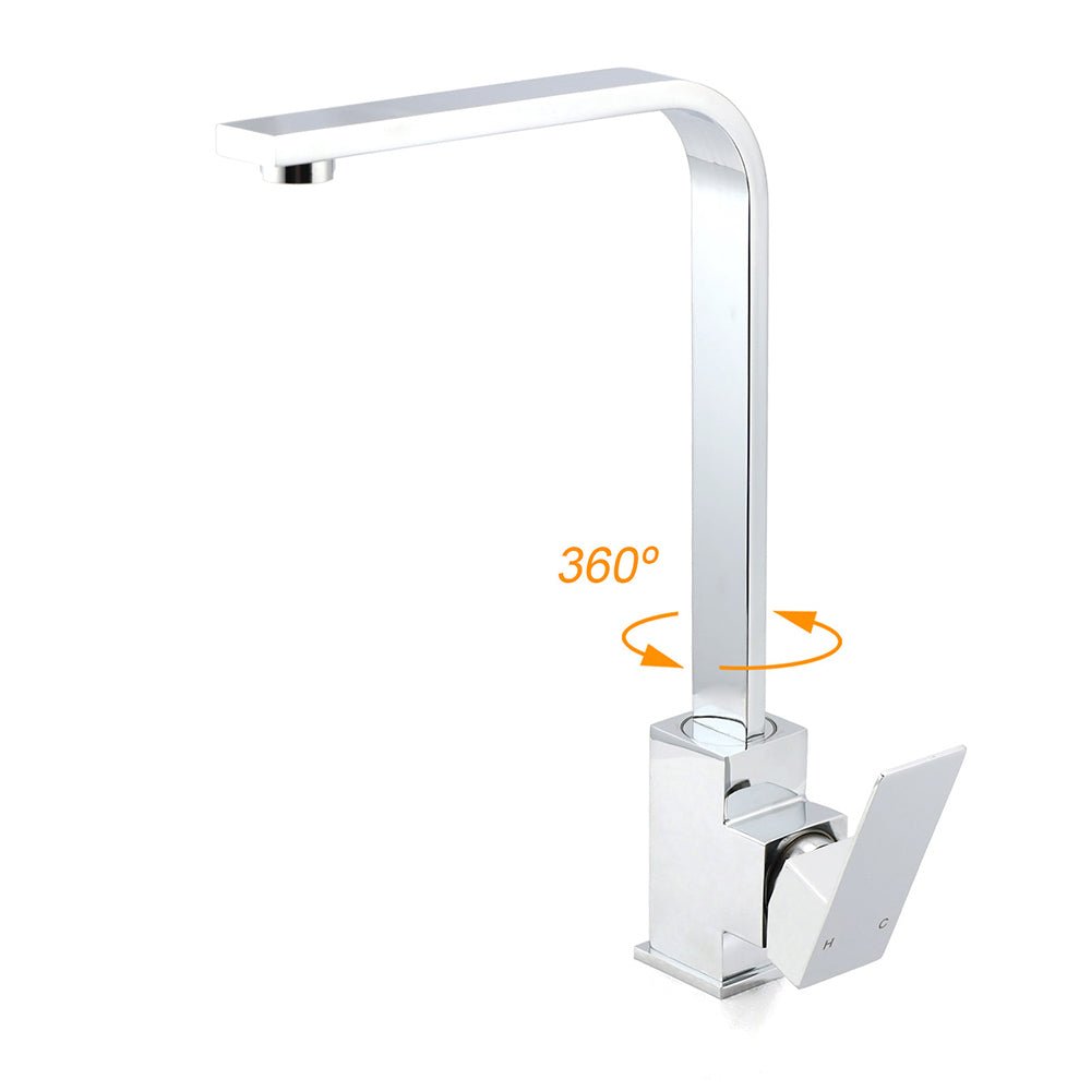 WELS Chrome Square Gooseneck Spout Swivel Laundry Sink Kitchen Mixer Faucet Tap - Furniture > Bathroom > Shower Heads & Screens - Rivercity House & Home Co. (ABN 18 642 972 209) - Affordable Modern Furniture Australia