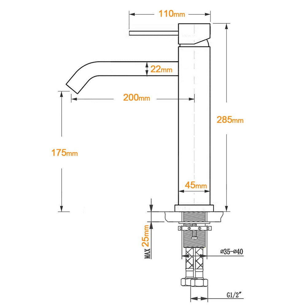 WELS Chrome Tall Basin Kitchen Laundry Mixer Vanity Sink Faucet Tap Curve Outlet - Furniture > Bathroom > Shower Heads & Screens - Rivercity House & Home Co. (ABN 18 642 972 209) - Affordable Modern Furniture Australia