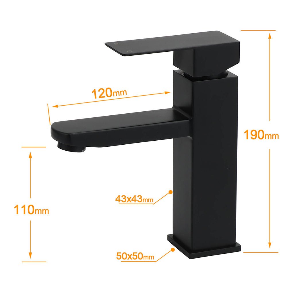 WELS Classic Square Matt Black Basin Mixer Vanity Laundry Sink Faucet Tap Outlet - Furniture > Bathroom > Shower Heads & Screens - Rivercity House & Home Co. (ABN 18 642 972 209) - Affordable Modern Furniture Australia