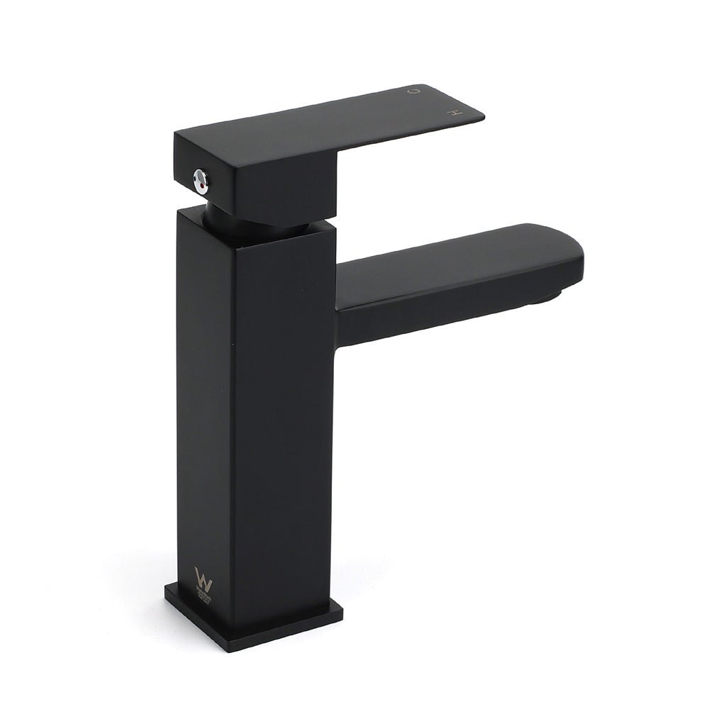 WELS Classic Square Matt Black Basin Mixer Vanity Laundry Sink Faucet Tap Outlet - Furniture > Bathroom > Shower Heads & Screens - Rivercity House & Home Co. (ABN 18 642 972 209) - Affordable Modern Furniture Australia