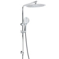 Double Round 12" Rainfall Shower Head Handheld Sliding Rail Set - Chrome