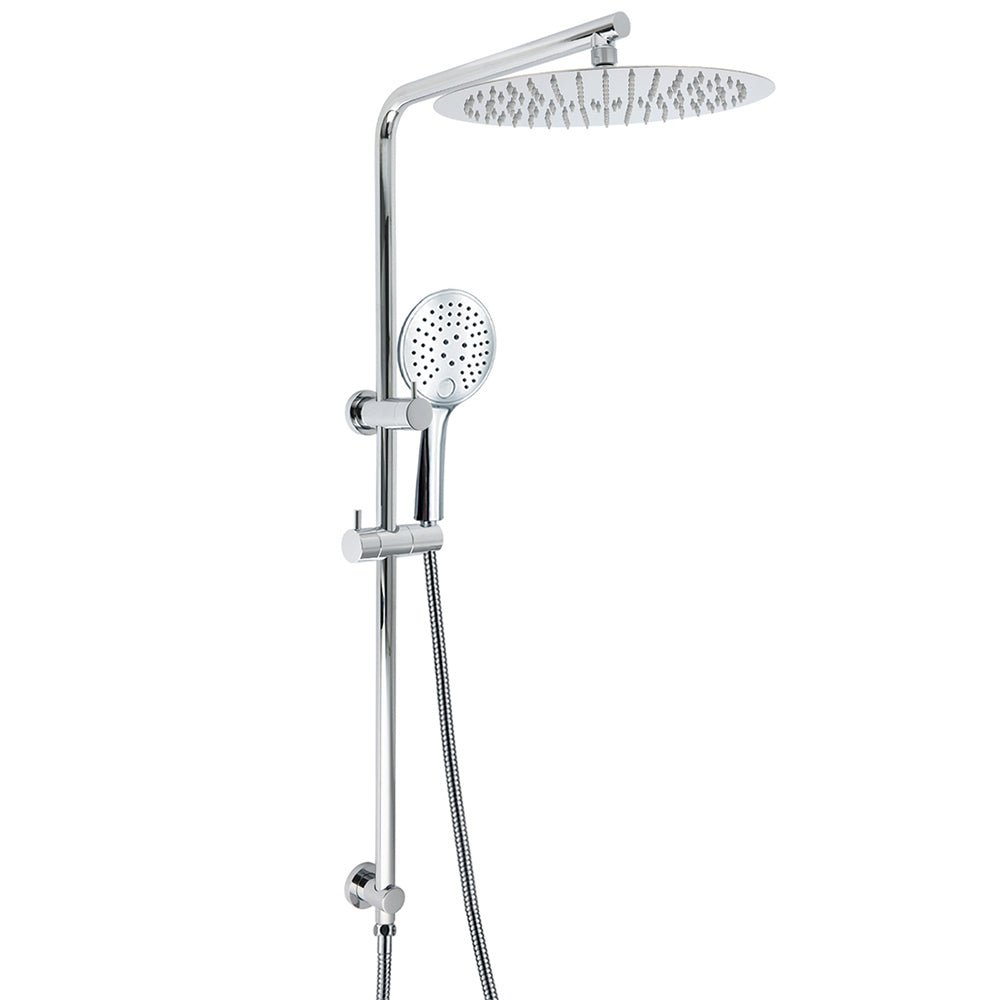 WELS Double Round Shower Head Handheld Sliding Rail Arm Chrome 12" Rainfall Set - Furniture > Bathroom > Shower Heads & Screens - Rivercity House & Home Co. (ABN 18 642 972 209) - Affordable Modern Furniture Australia