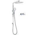 Double Round 12" Rainfall Shower Head Handheld Sliding Rail Twin Taps Set - Chrome