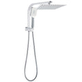 Dual 10" Square Rain & Handheld Shower Head Set with Diverter & Wall Arm - Chrome