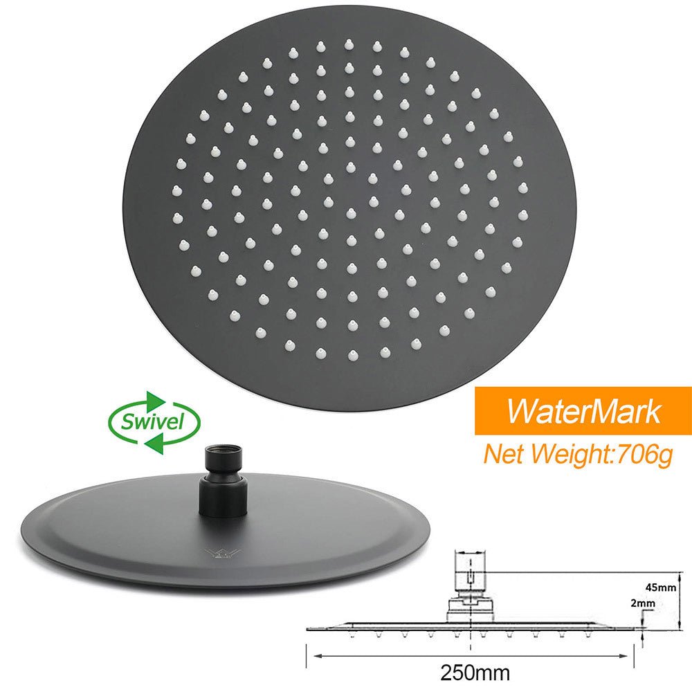 WELS Dual Black Round Shower Set 10" Rain Head 3 Mode Handheld Sliding Rail Diverter - Furniture > Bathroom > Shower Heads & Screens - Rivercity House & Home Co. (ABN 18 642 972 209) - Affordable Modern Furniture Australia