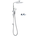 Dual 10" Rainfall & 3-Mode Handheld Shower Set with Slide Rail & Round Taps - Chrome