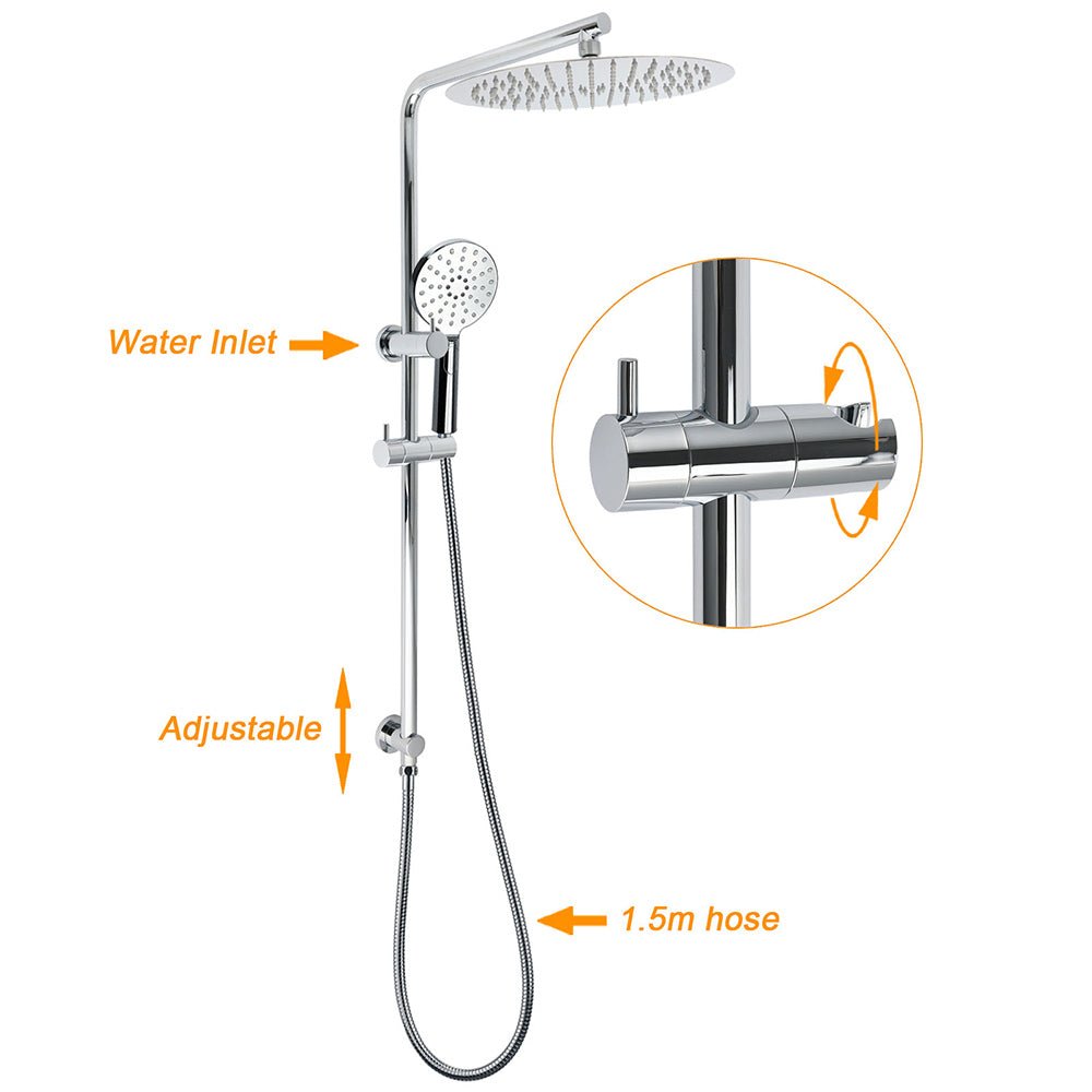 WELS Dual Shower Set Large Round 12" Rainfall Head 3 Modes Handheld Silde Rail Twin Taps - Furniture > Bathroom > Shower Heads & Screens - Rivercity House & Home Co. (ABN 18 642 972 209) - Affordable Modern Furniture Australia