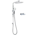 Dual 12" Round Rainfall Shower Set with 3-Mode Handheld, Slide Rail & Twin Taps - Chrome