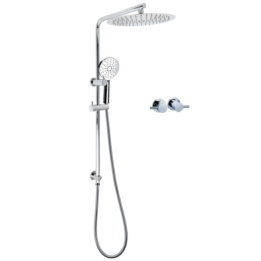 WELS Dual Shower Set Large Round 12" Rainfall Head 3 Modes Handheld Silde Rail Twin Taps - Furniture > Bathroom > Shower Heads & Screens - Rivercity House & Home Co. (ABN 18 642 972 209) - Affordable Modern Furniture Australia