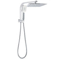 Dual Square 10" Rain Shower Head 3-Mode Handheld with Diverter Wall Arm - Chrome