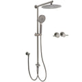 2in1 10" Round Rain Shower Head with 3-Mode Handheld & Sliding Rail Twin Taps Set - Grey Metal