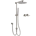 KYLINS 2in1 10" Round Rain Shower Head with Handheld & Sliding Rail Twin Taps Set - Grey Metal